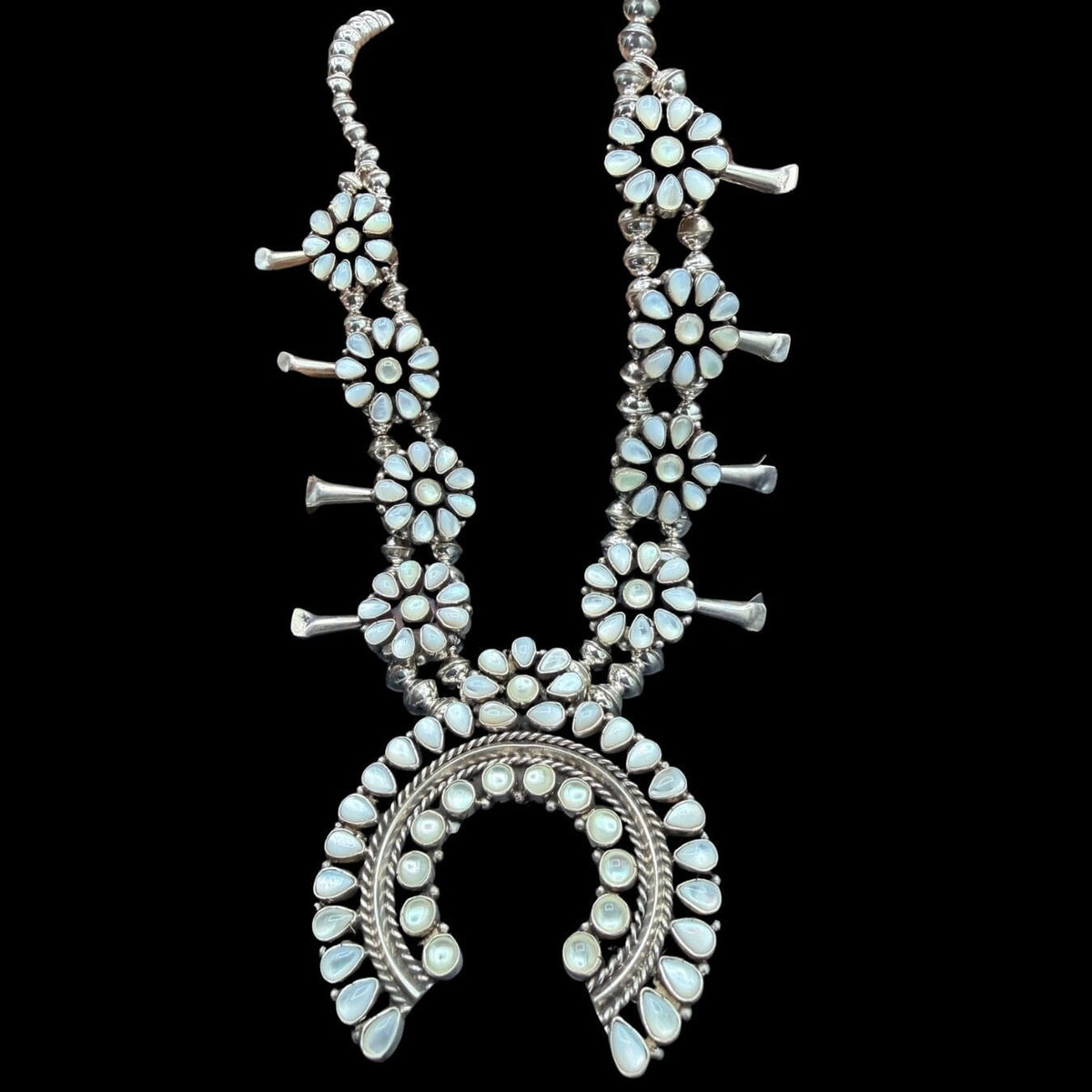 Mother of Pearl Squash Cluster Necklace & Earring Set - SETSL102