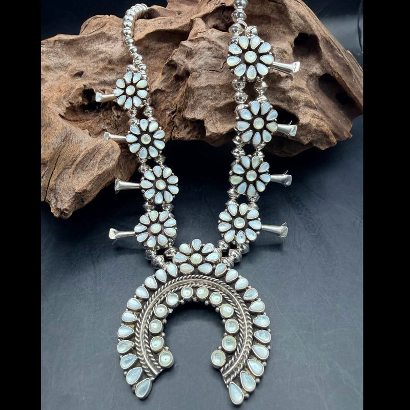 Mother of Pearl Squash Cluster Necklace & Earring Set - SETSL102