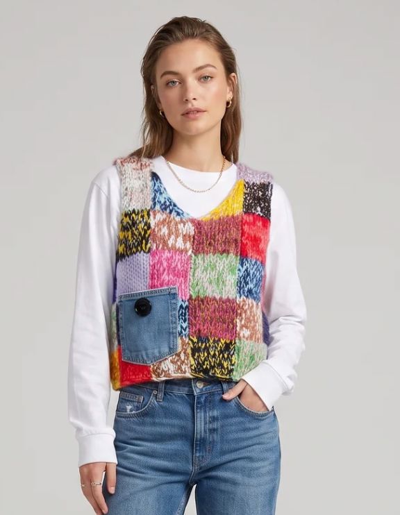 Multi Color Knit Vest - 5934M