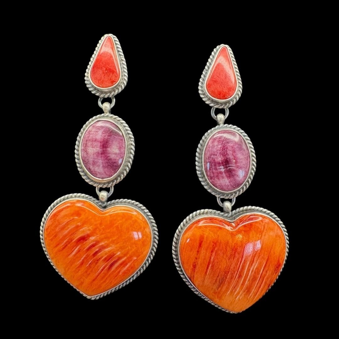 Multi Spiny Oyster/Heart Earrings - EAZ236