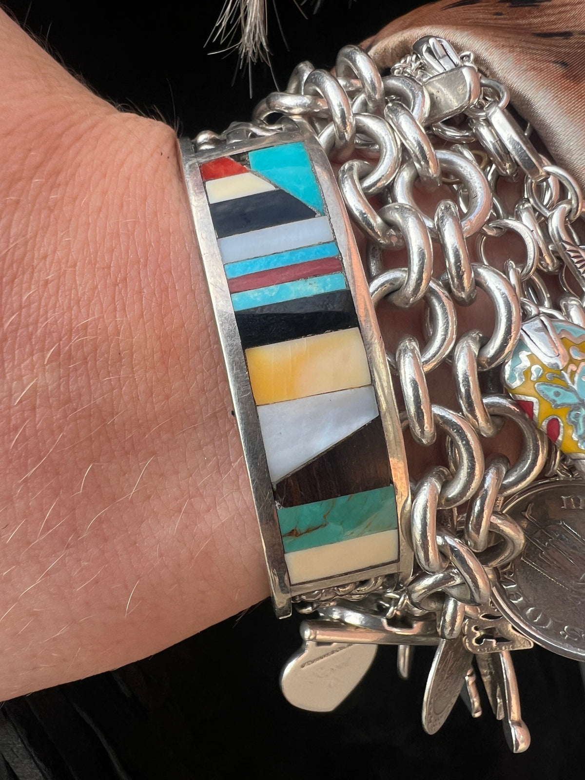 Multi Stone Inlay Cuff - CAZ69