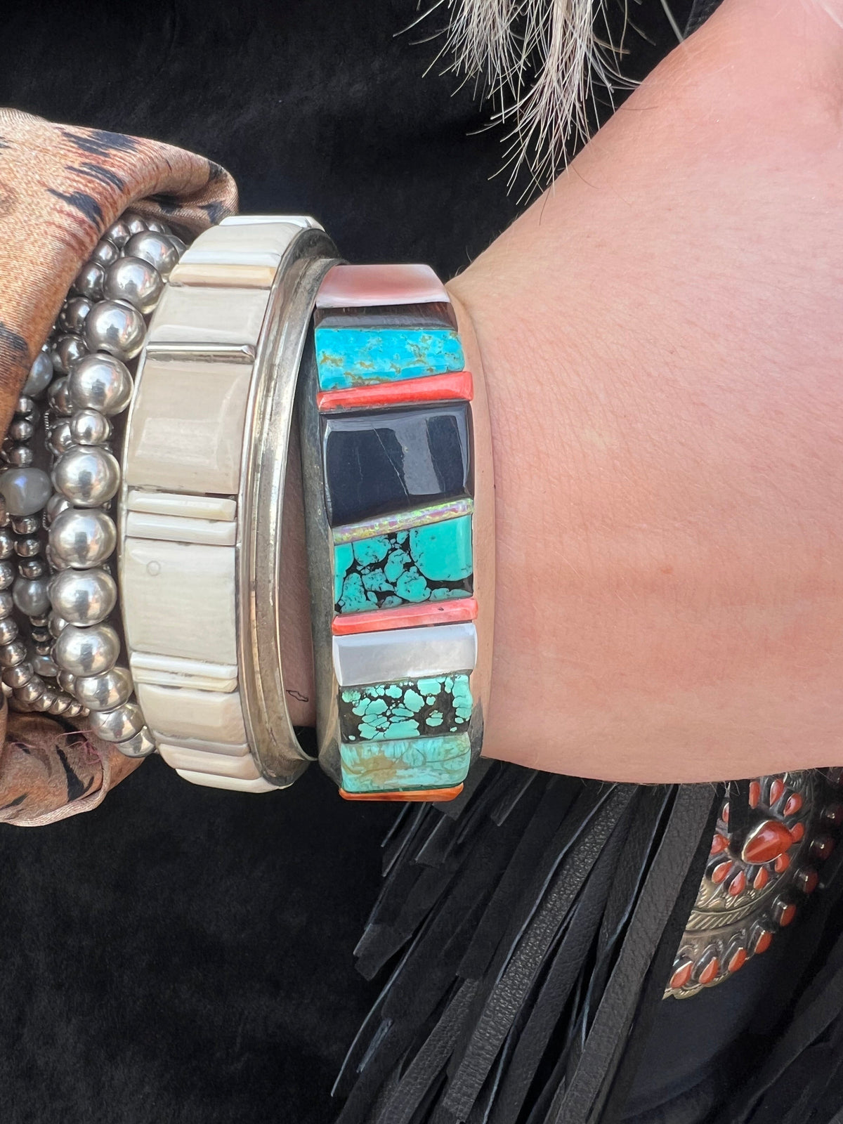 Multi Stone Inlay Cuff - CAZ72