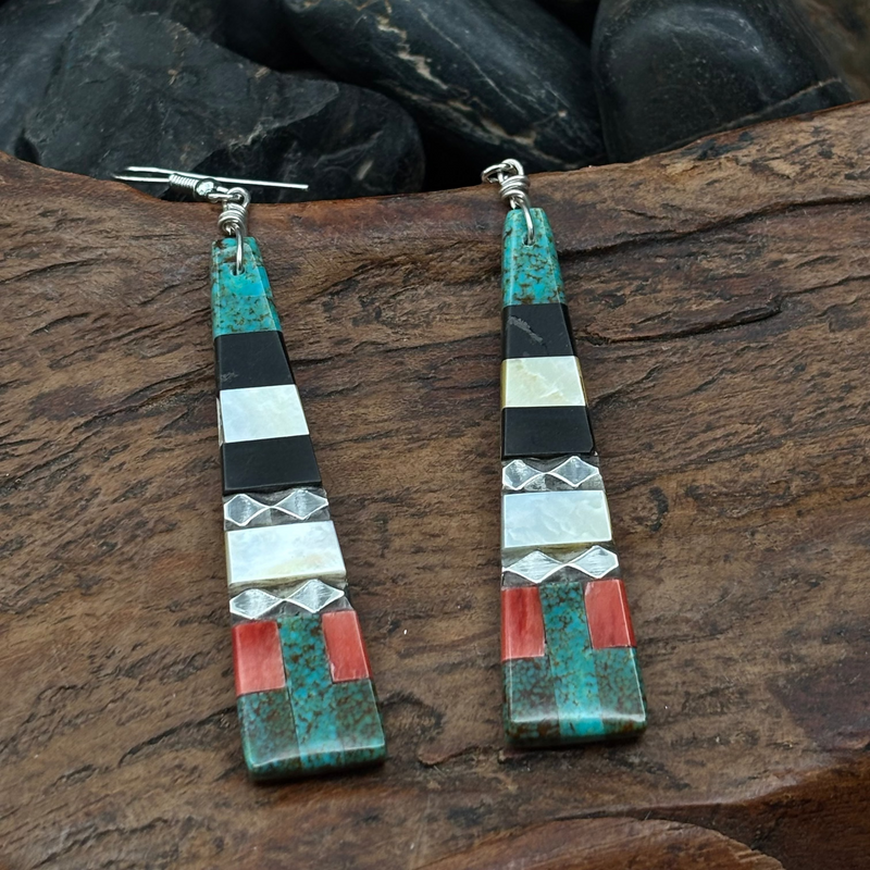 Multi Stone Inlay Earring - EAZ190