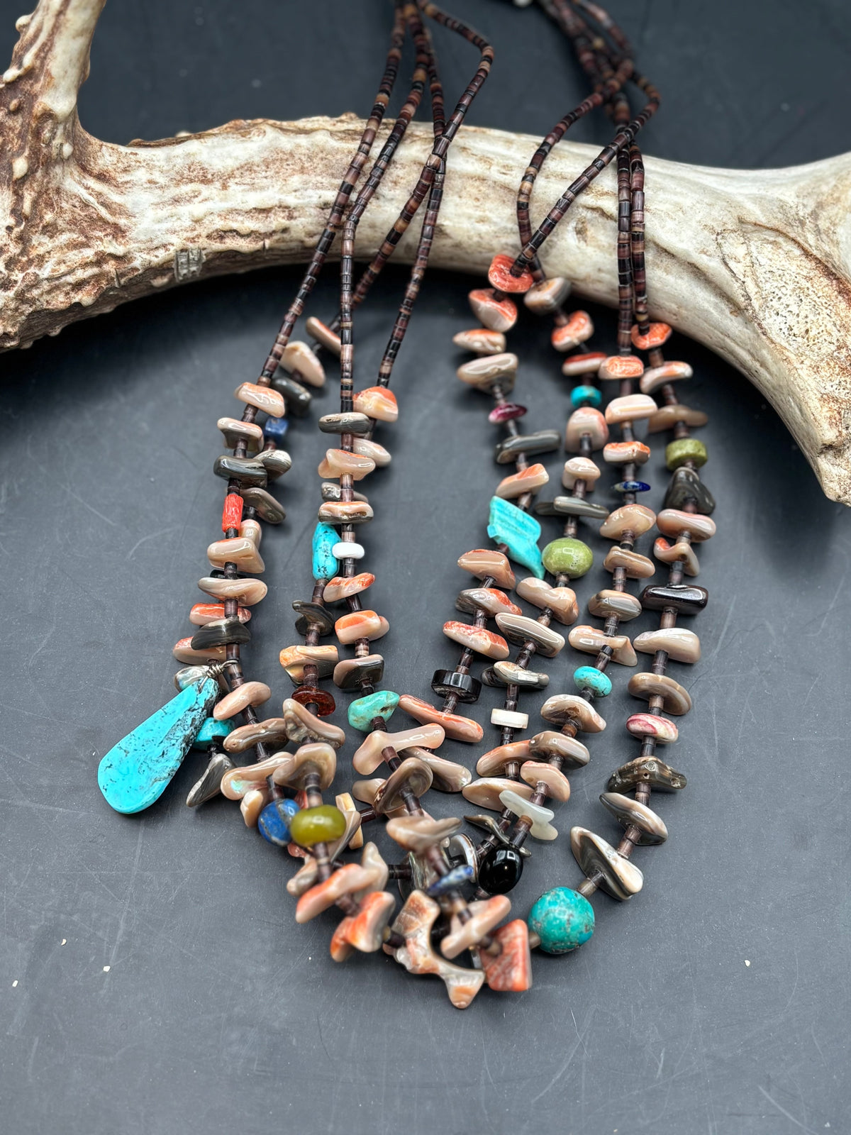 Multi Stone/Heishi/with Bird Necklace - NYP11