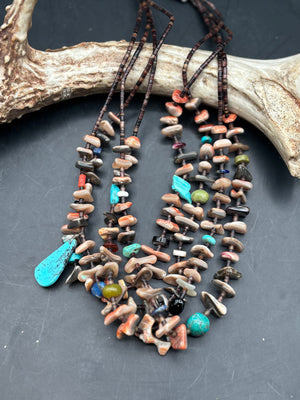 Multi Stone/Heishi/with Bird Necklace - NYP11