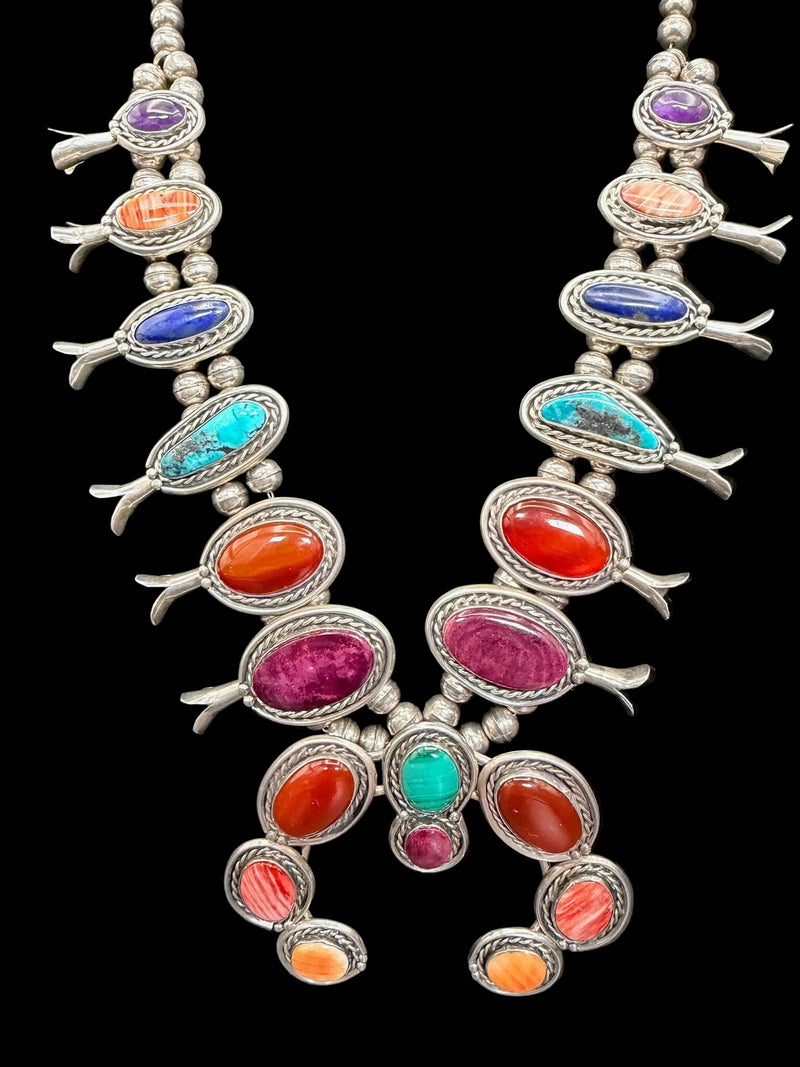 Multi-stone/Sterling Silver Squash Blossom - SQMH48