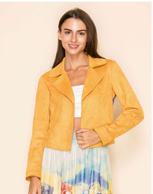 Mustard Fringed Faux Suede Horse Mob Jacket - 4652M