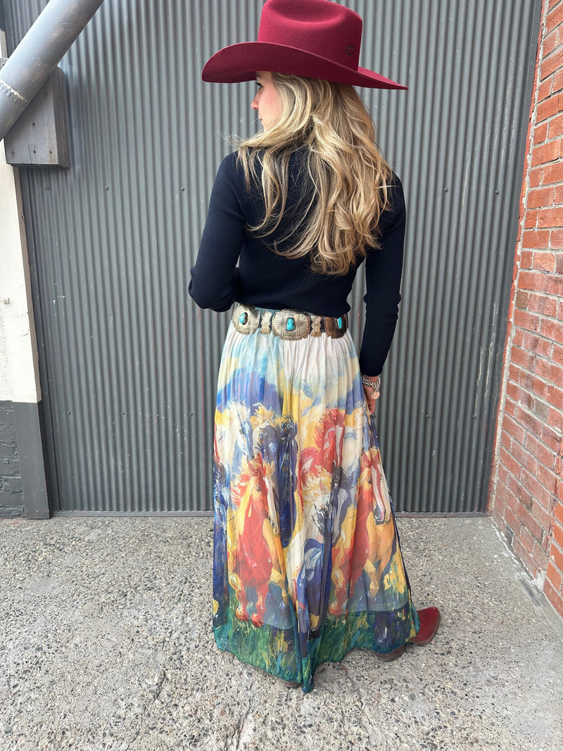 Mustard Horse Mob Mesh Skirt - 4561MH