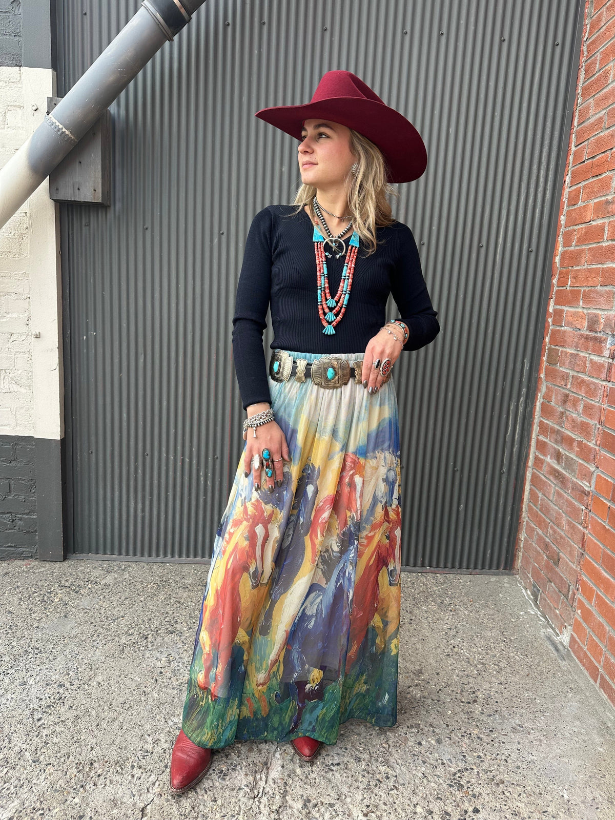 Mustard Horse Mob Mesh Skirt - 4561MH