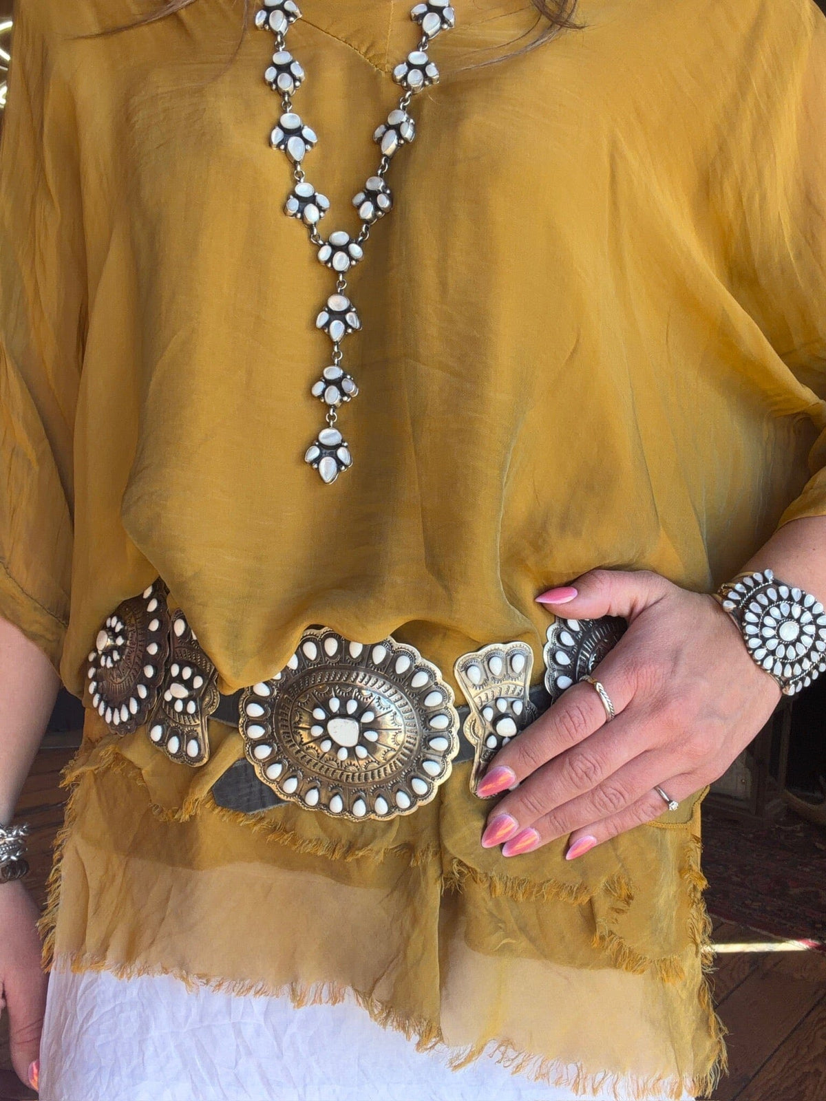 Mustard Silk Kaftan - 2757