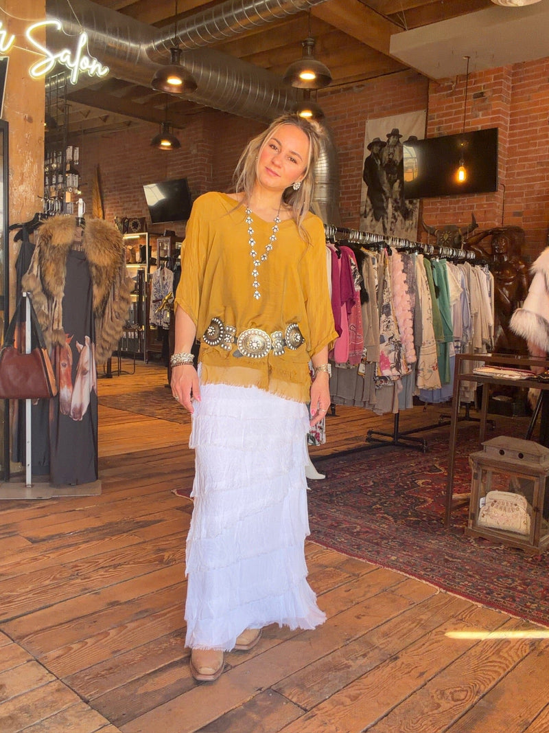 Mustard Silk Kaftan - 2757