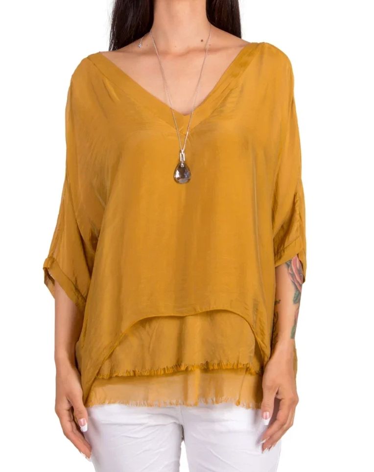 Mustard Silk Kaftan - 2757