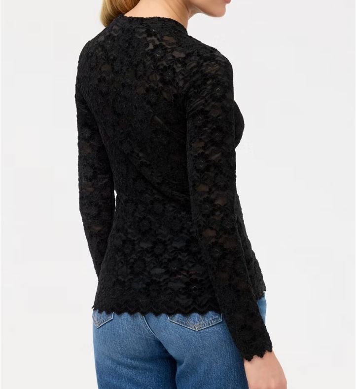 Natalie Black Lace Tee - L14125