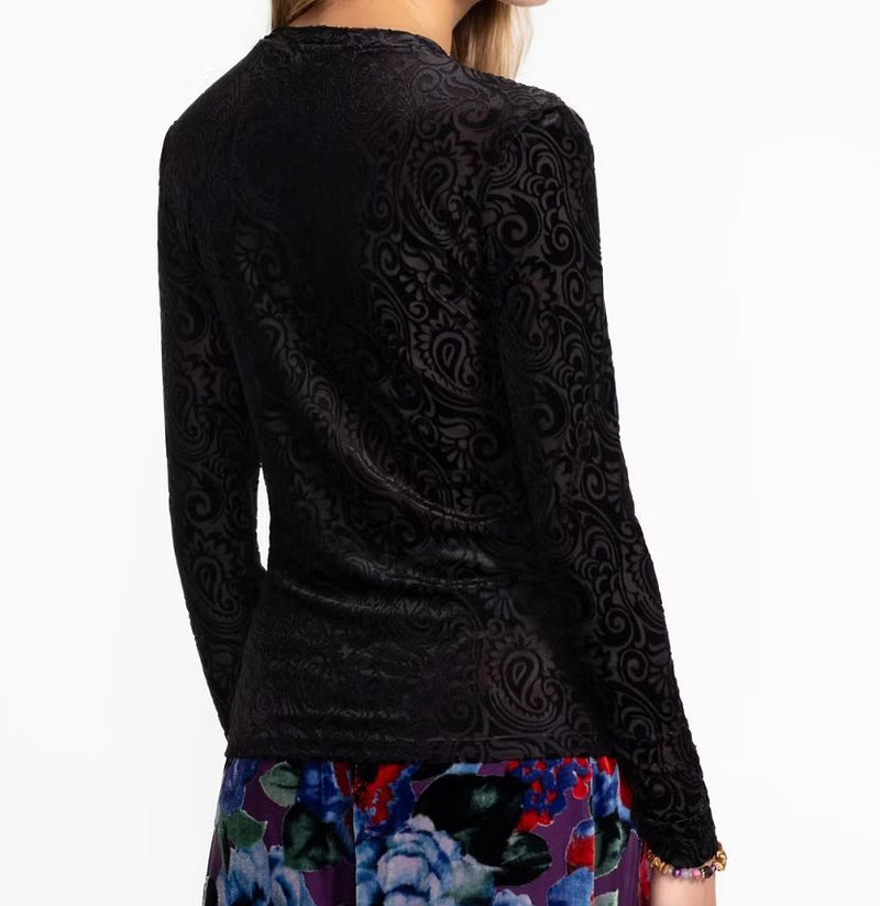 Natalie Black Mesh Tee - Johnny Was - L16725