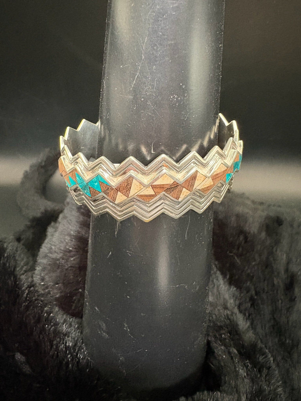 Native American Turquoise & Wood Inlay Cuff - CPD28