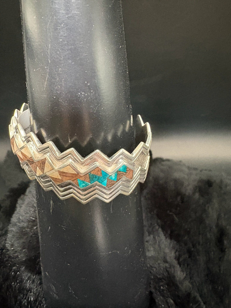 Native American Turquoise & Wood Inlay Cuff - CPD28