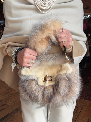 Natural Mink/Fox Bag - 26032-TC
