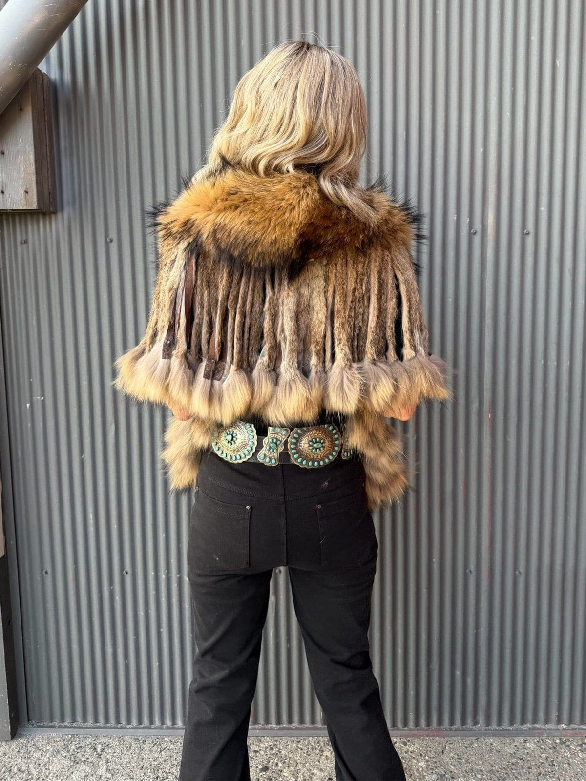 Natural Raccoon Collar With Rabbit Fringe - MKCOLR-NT