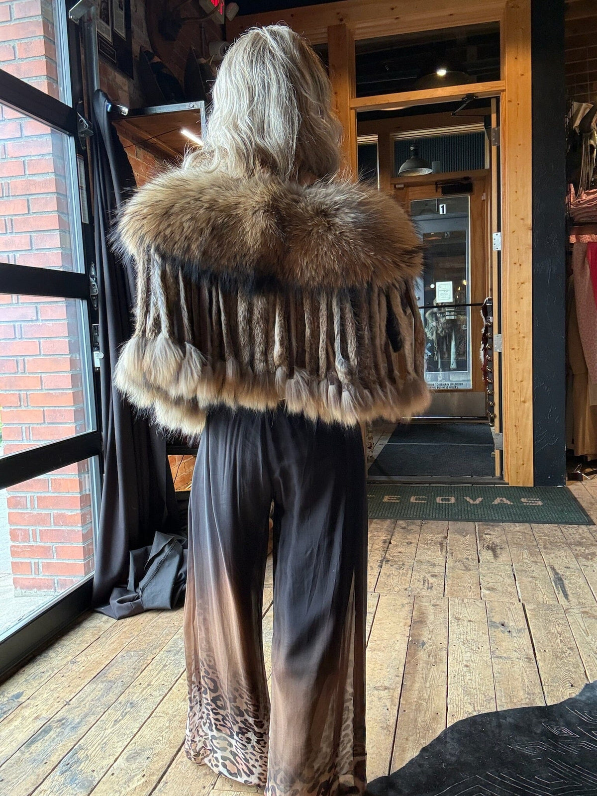 Natural Raccoon Collar With Rabbit Fringe - MKCOLR-NT