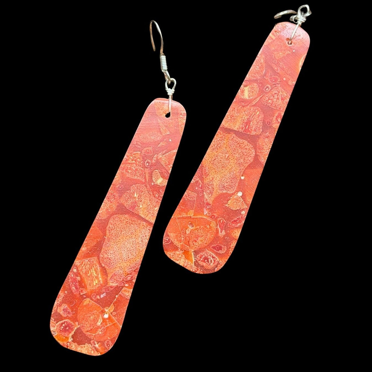 Navajo Apple Coral Slab Earrings - EPD6