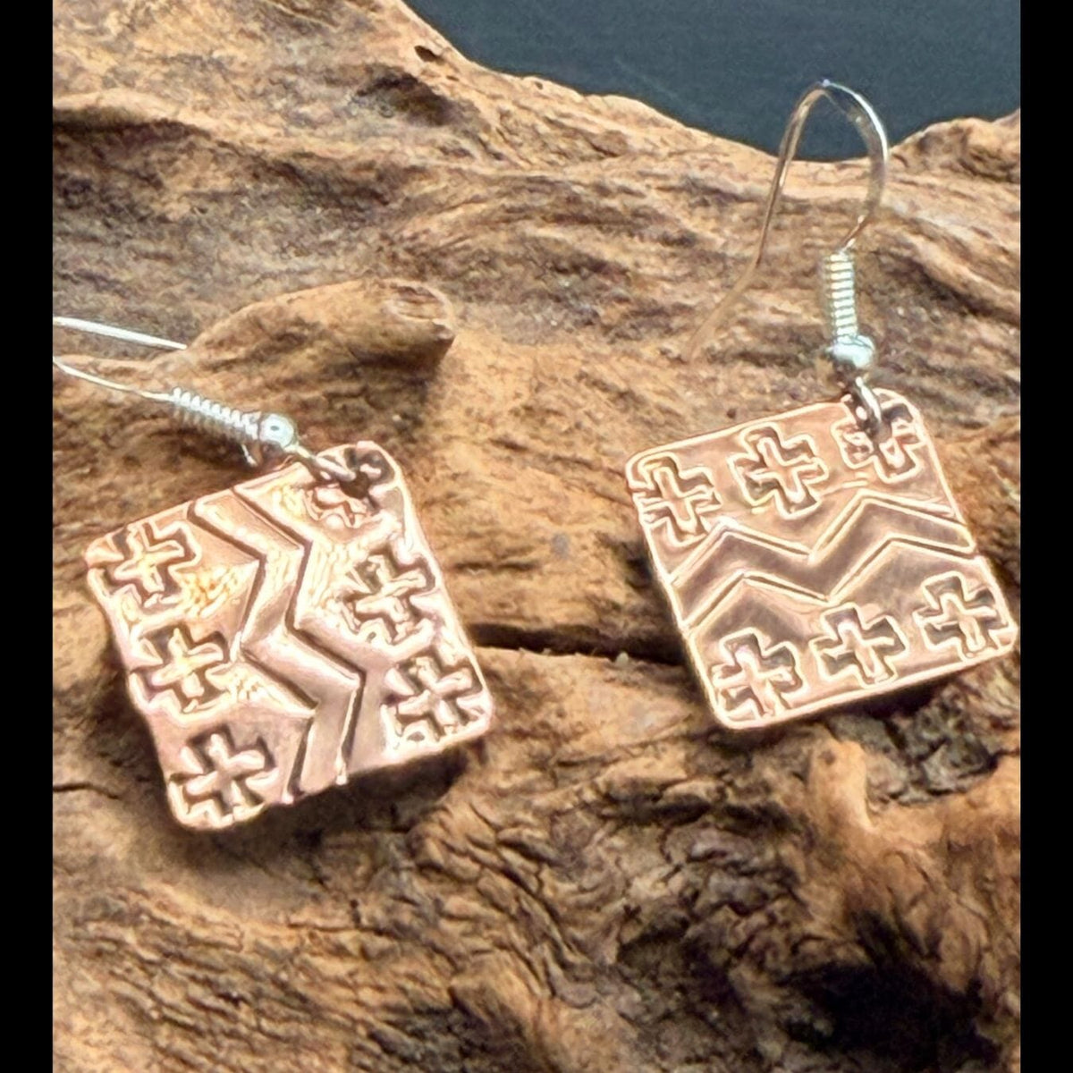 Navajo Stamped Copper Earrings - EPD13