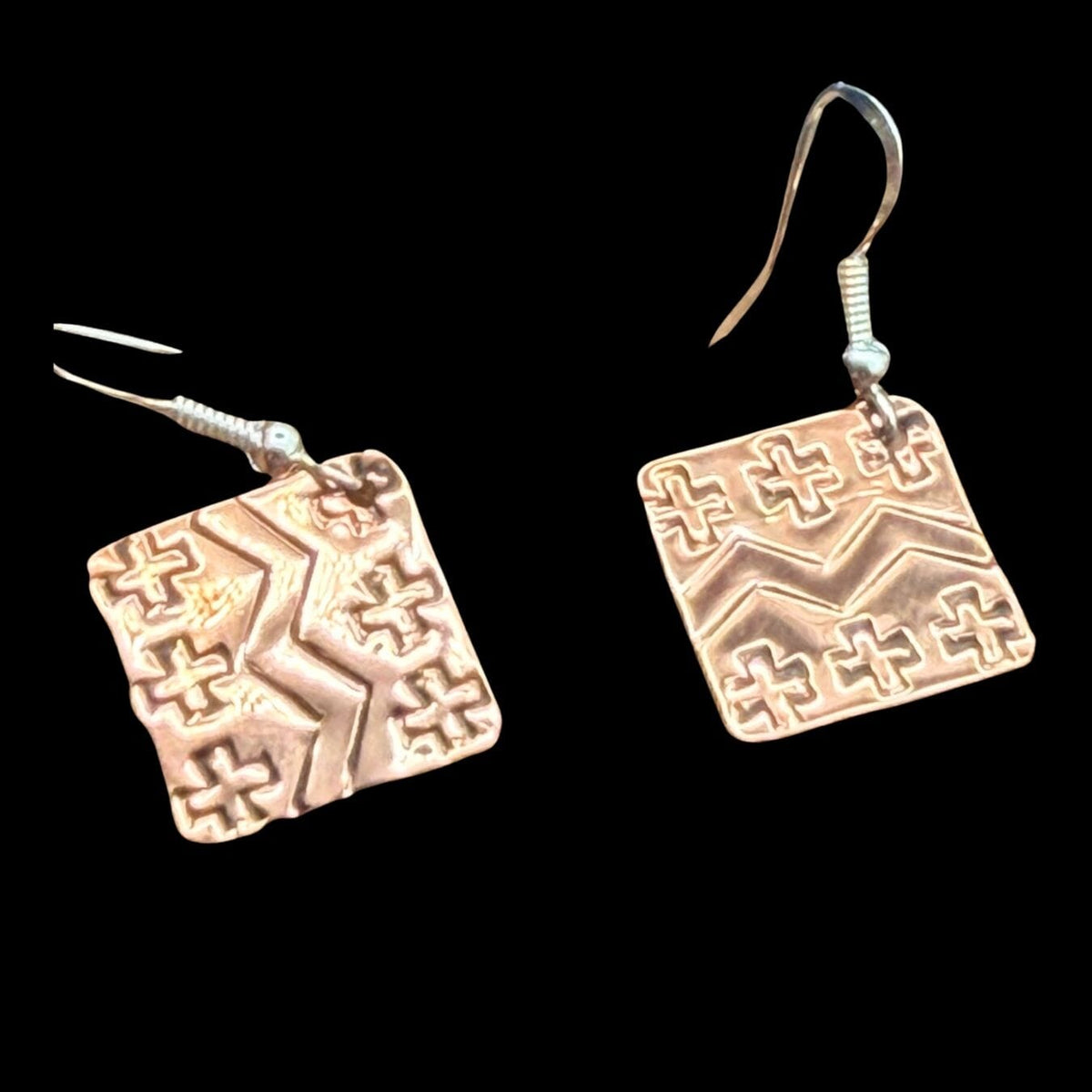 Navajo Stamped Copper Earrings - EPD13
