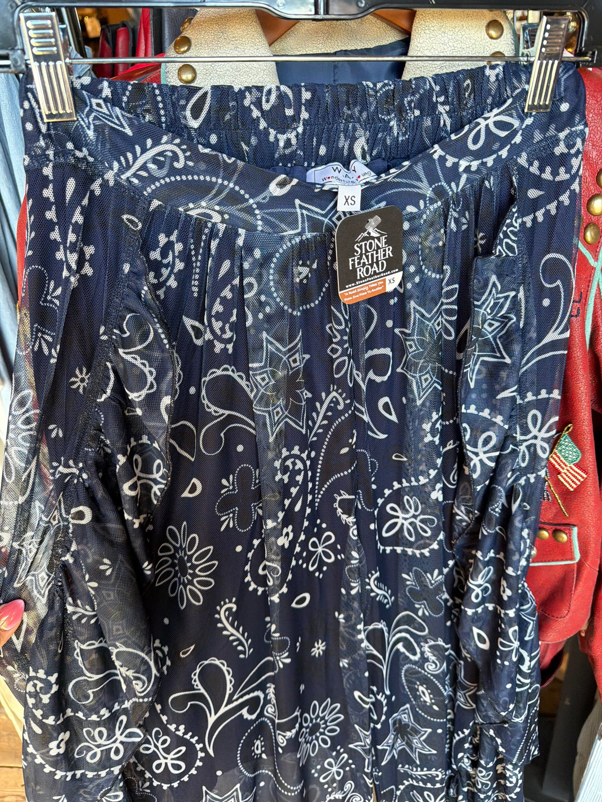 Navy Bandana Mesh Ruffle Pants - 4810NV