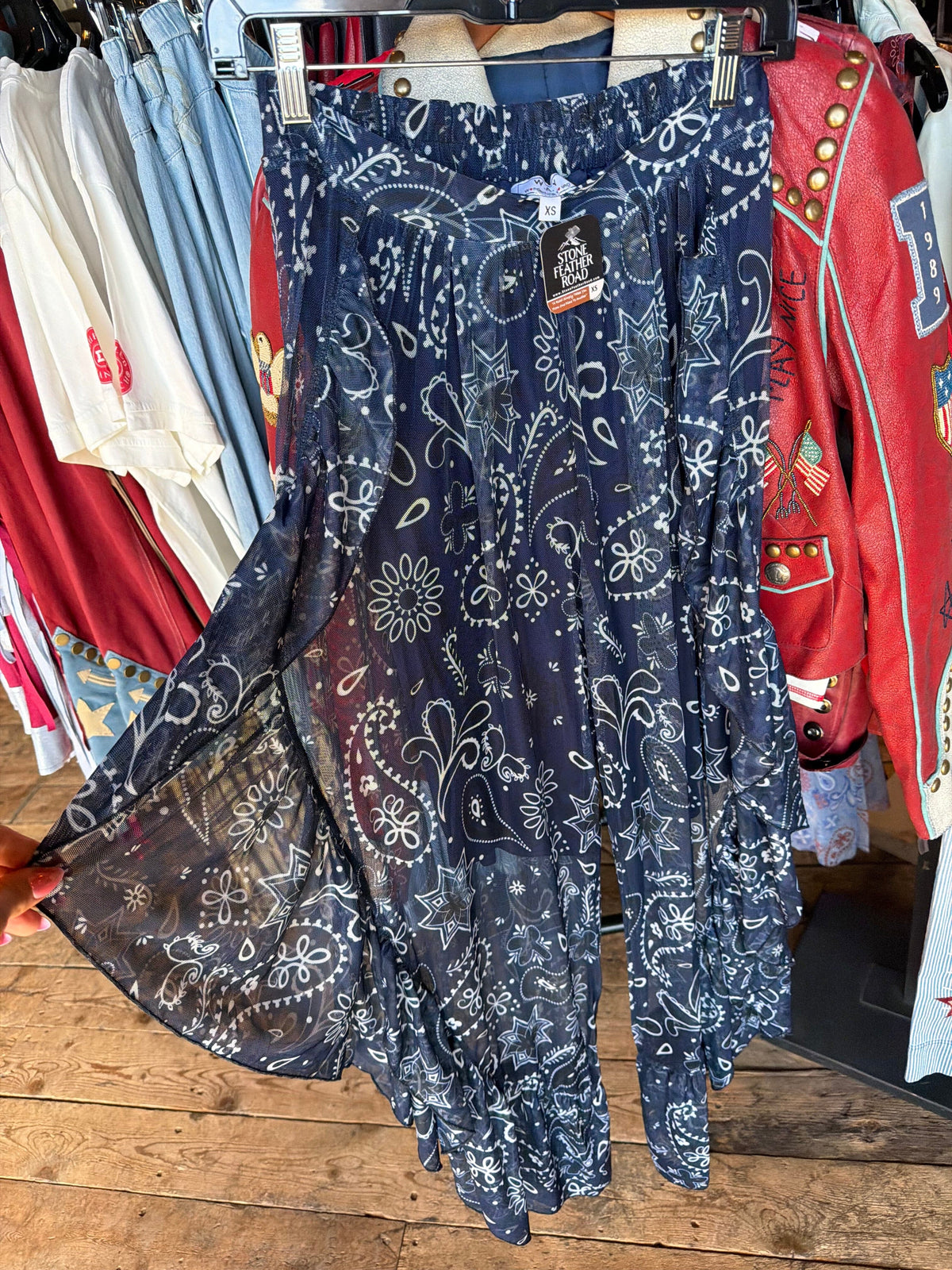 Navy Bandana Mesh Ruffle Pants - 4810NV