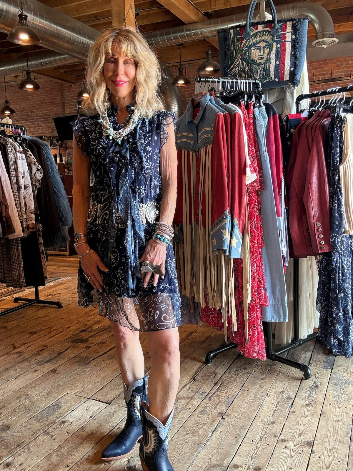 Navy Bandana Sleeveless Mesh Dress - 4570NV