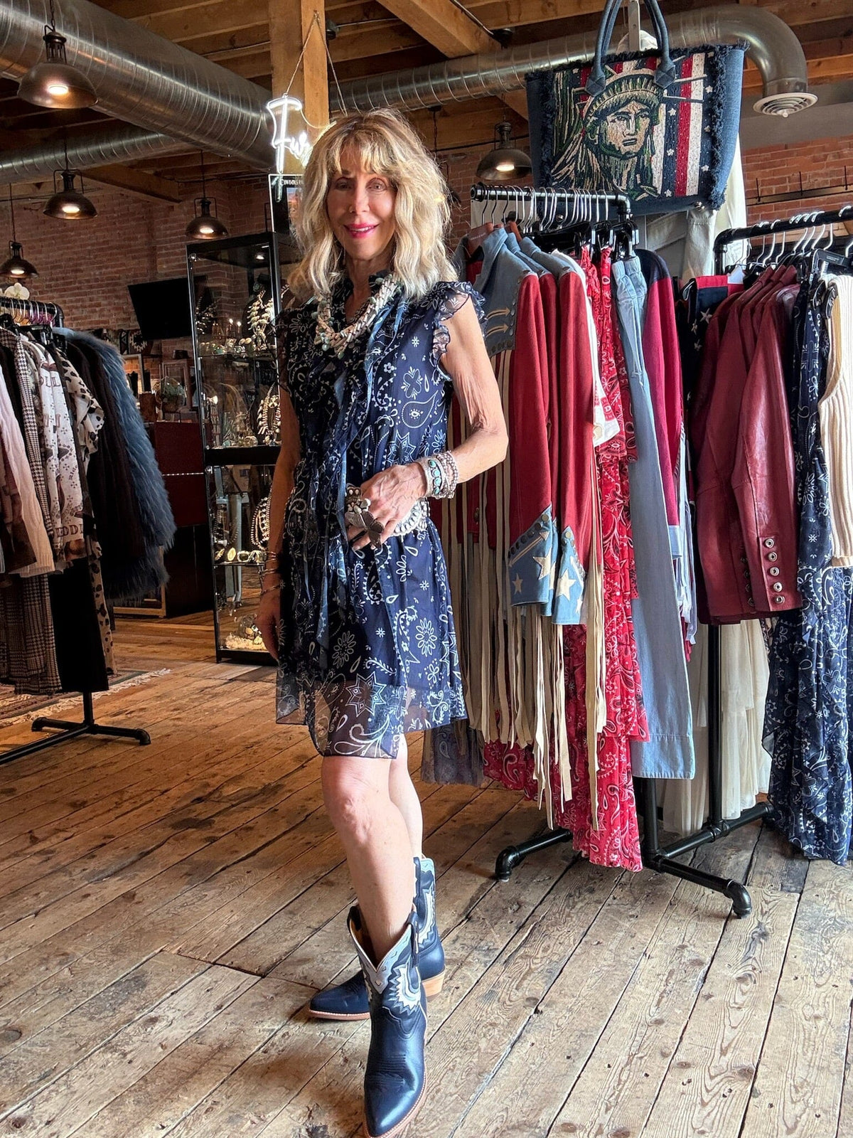Navy Bandana Sleeveless Mesh Dress - 4570NV