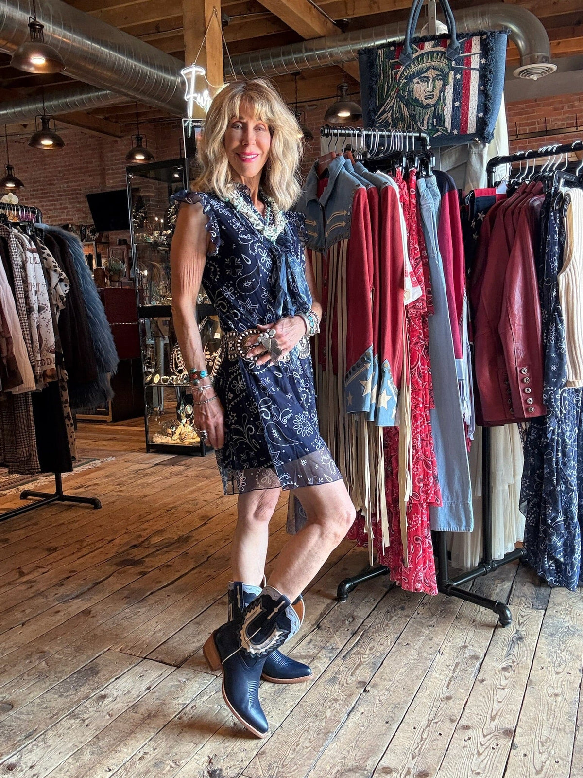 Navy Bandana Sleeveless Mesh Dress - 4570NV