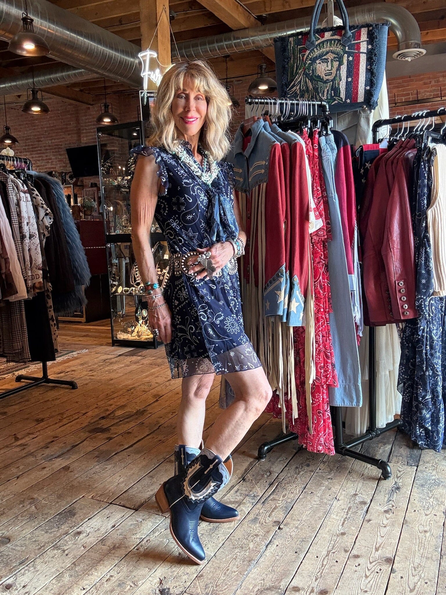 Navy Bandana Sleeveless Mesh Dress - 4570NV