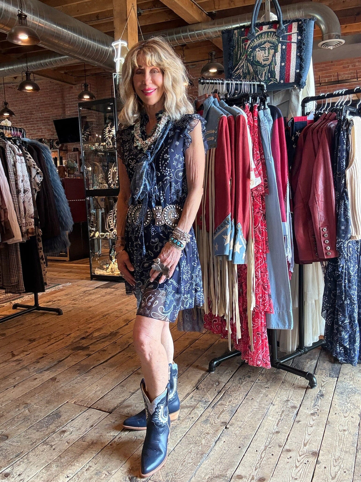 Navy Bandana Sleeveless Mesh Dress - 4570NV