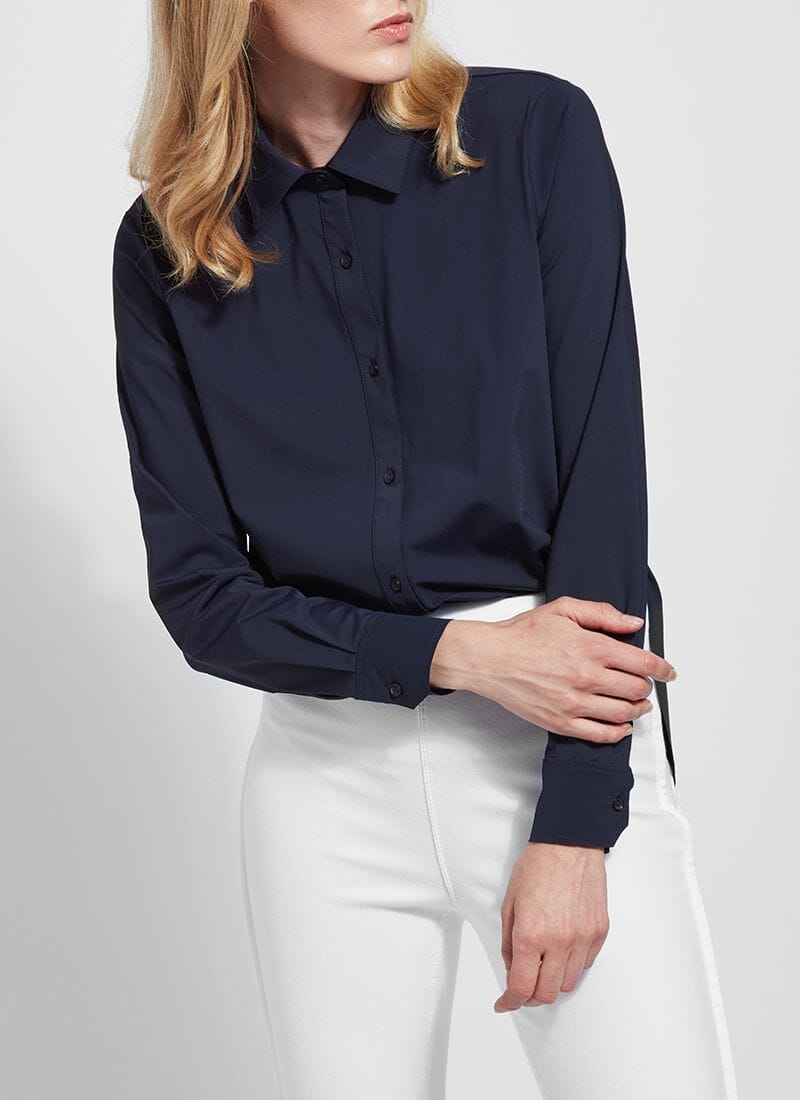 Navy Connie Slim Button Down - LY2435N