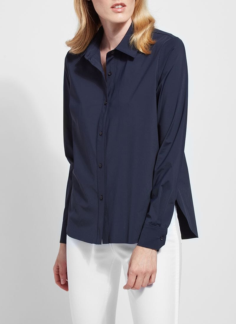 Navy Connie Slim Button Down - LY2435N