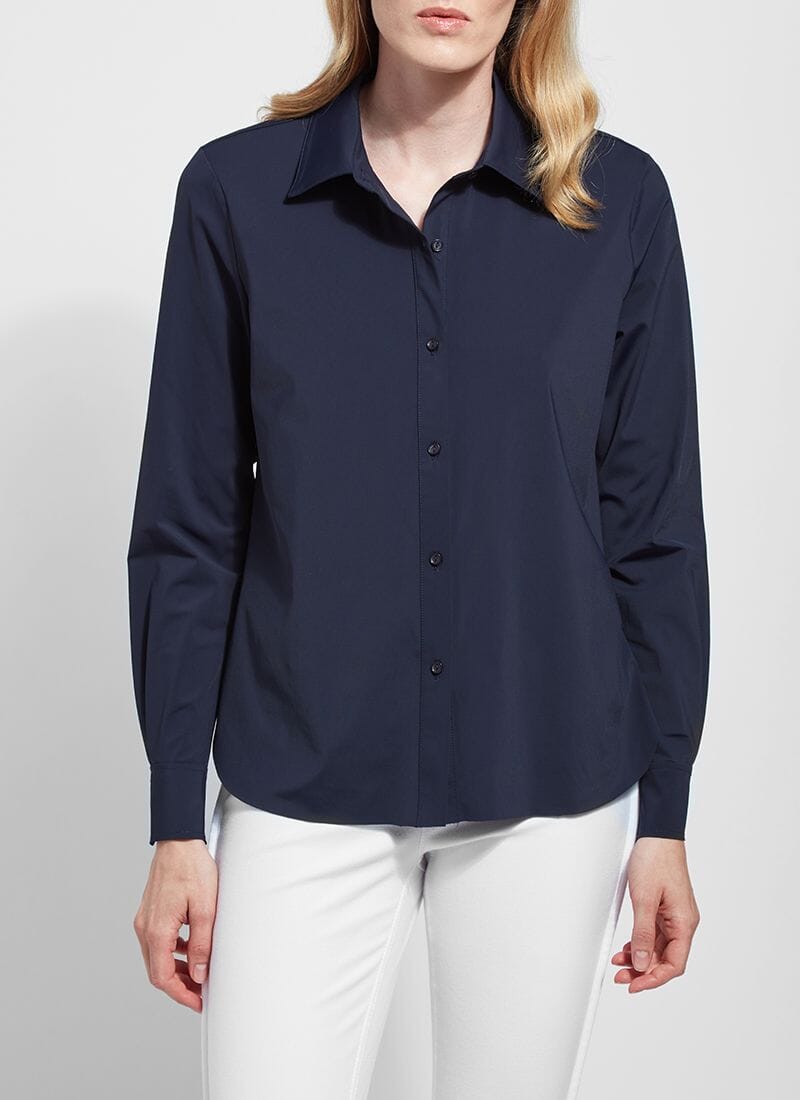 Navy Connie Slim Button Down - LY2435N