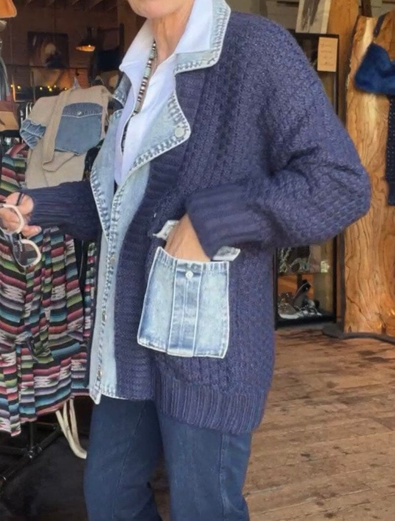 Navy & Denim Sweater Jacket - BK4448