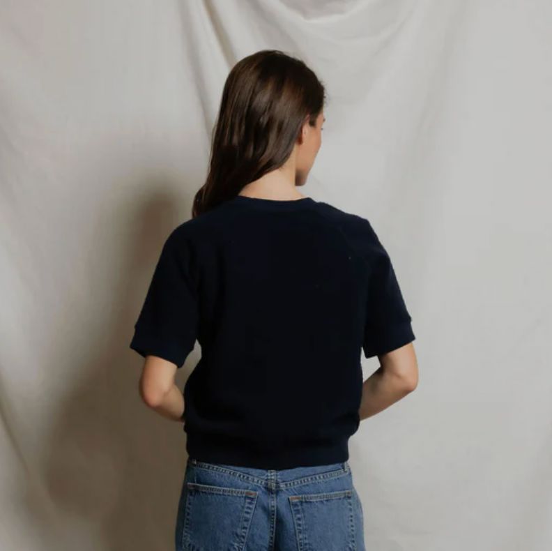 Navy Kennedy Reversed Short Sleeve Sweatshirt - KENNV