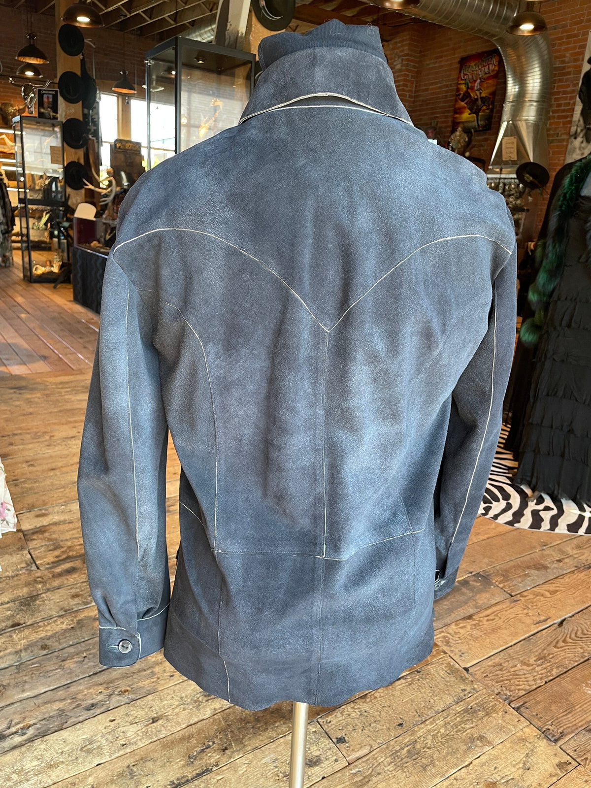 Navy Safari Leather Jacket - JJA4