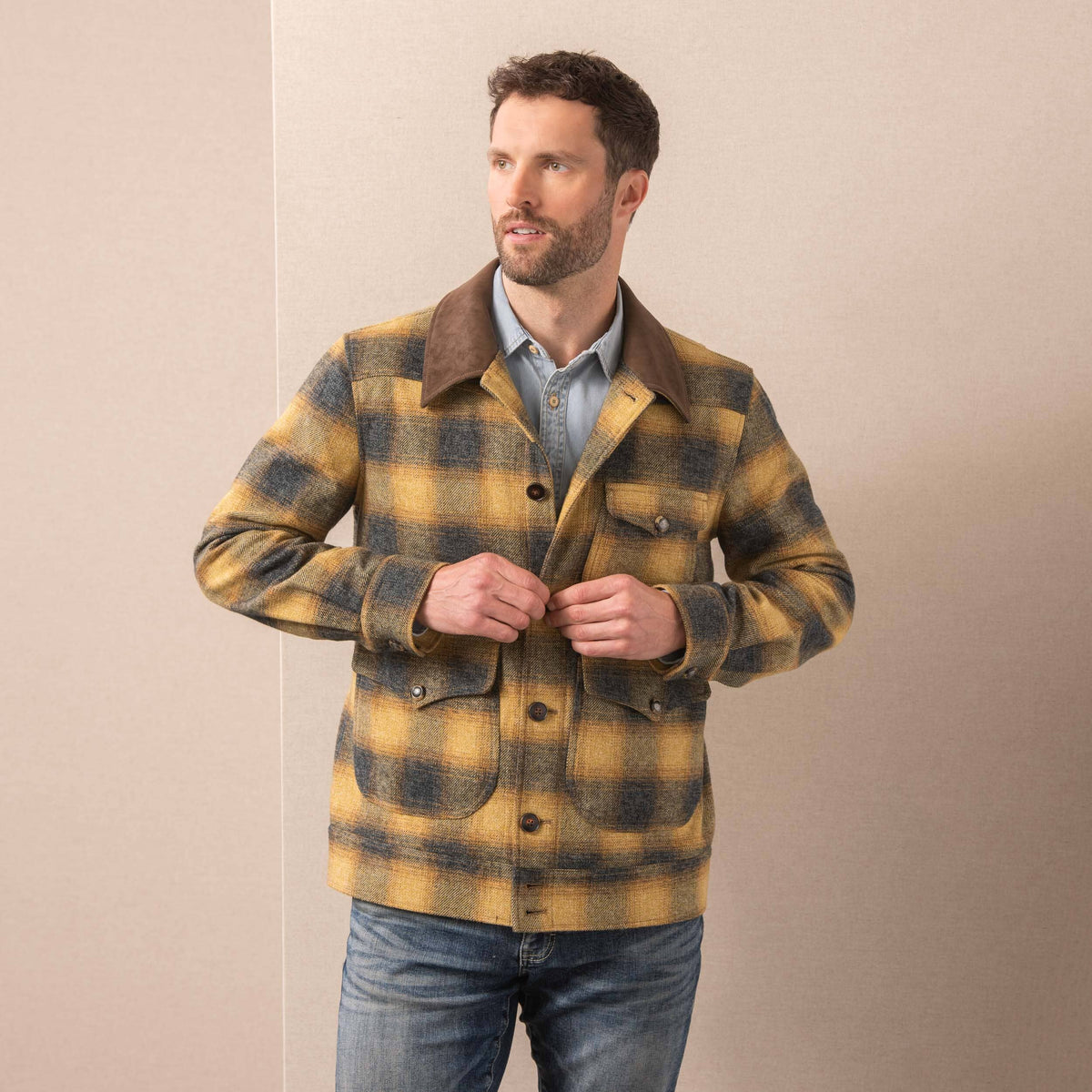 Navy/Tan Plaid Jacket - DUVNT