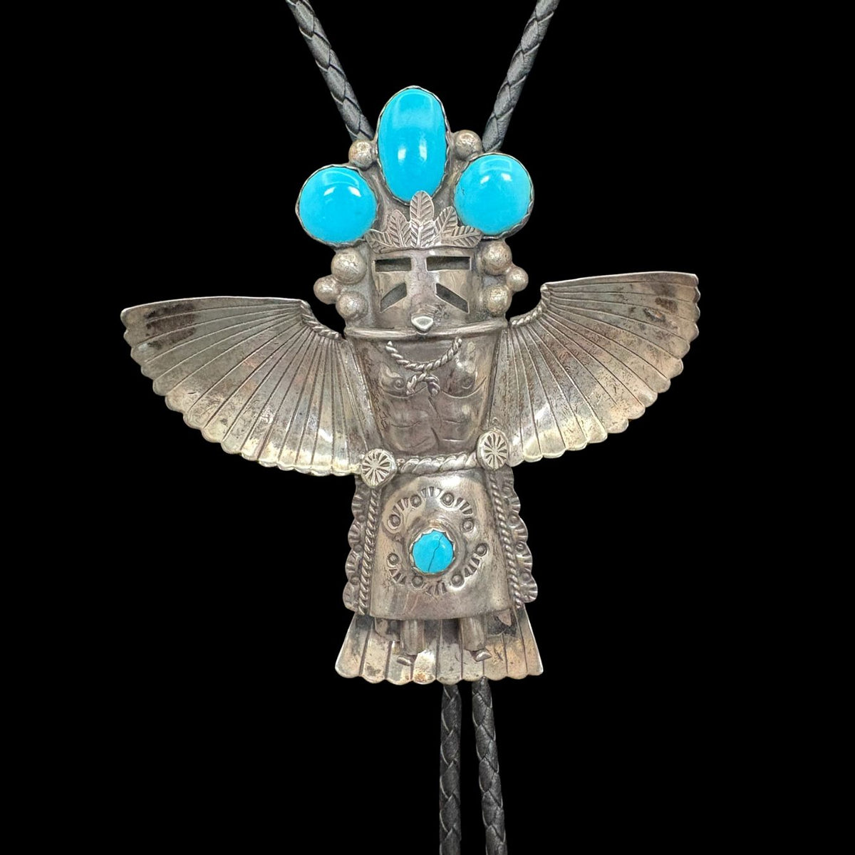 Neck Bolo - Sterling Silver & Turquoise Kachina - NECK155