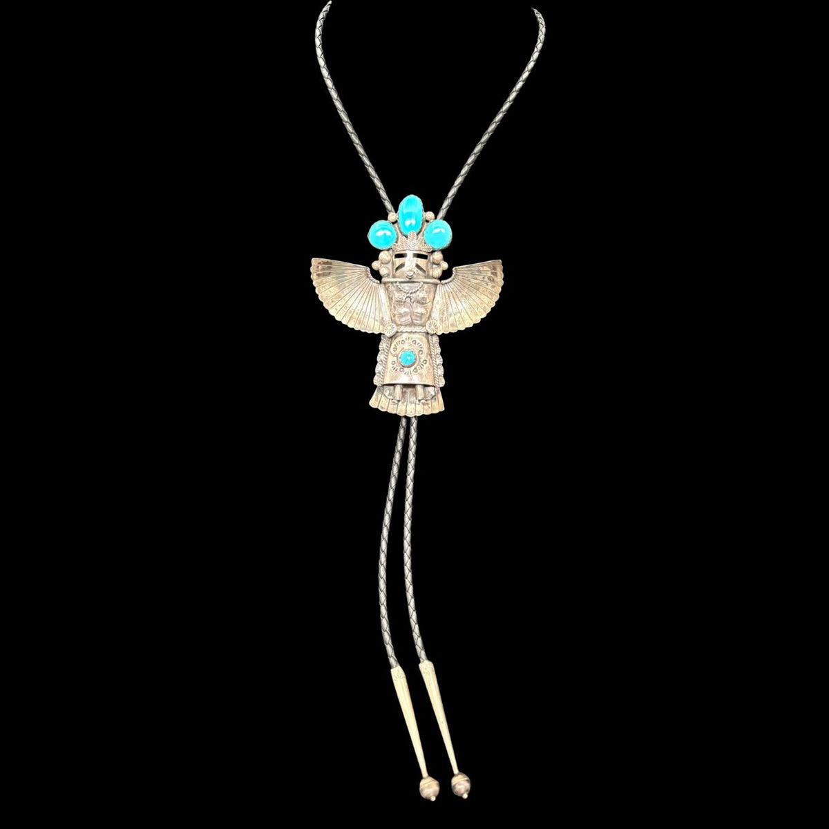 Neck Bolo - Sterling Silver & Turquoise Kachina - NECK155