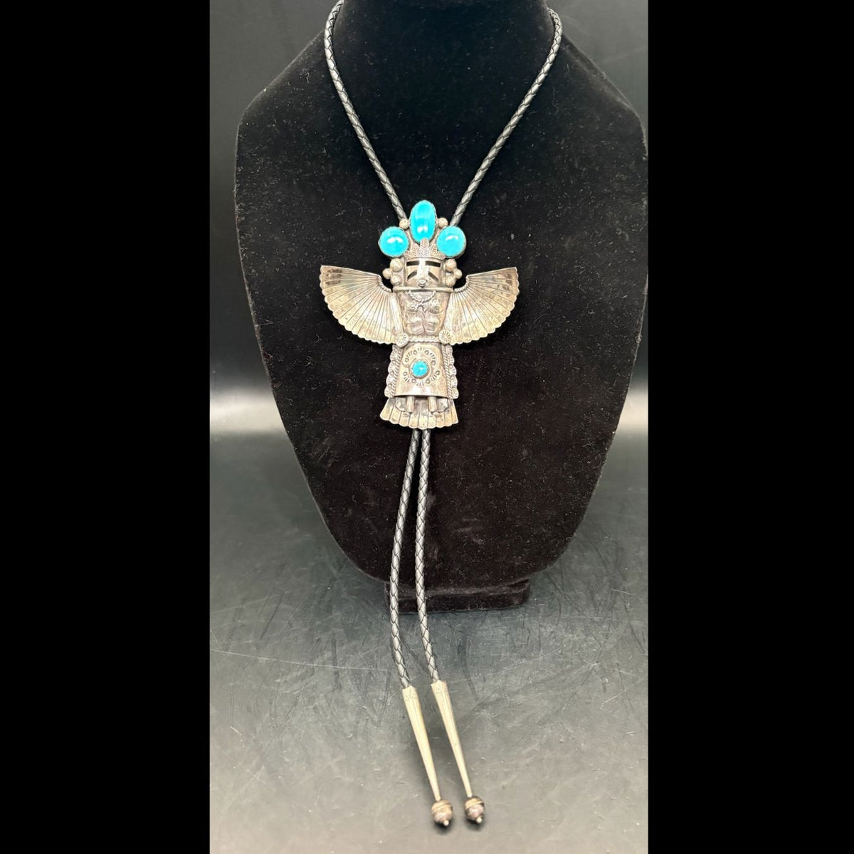 Neck Bolo - Sterling Silver & Turquoise Kachina - NECK155