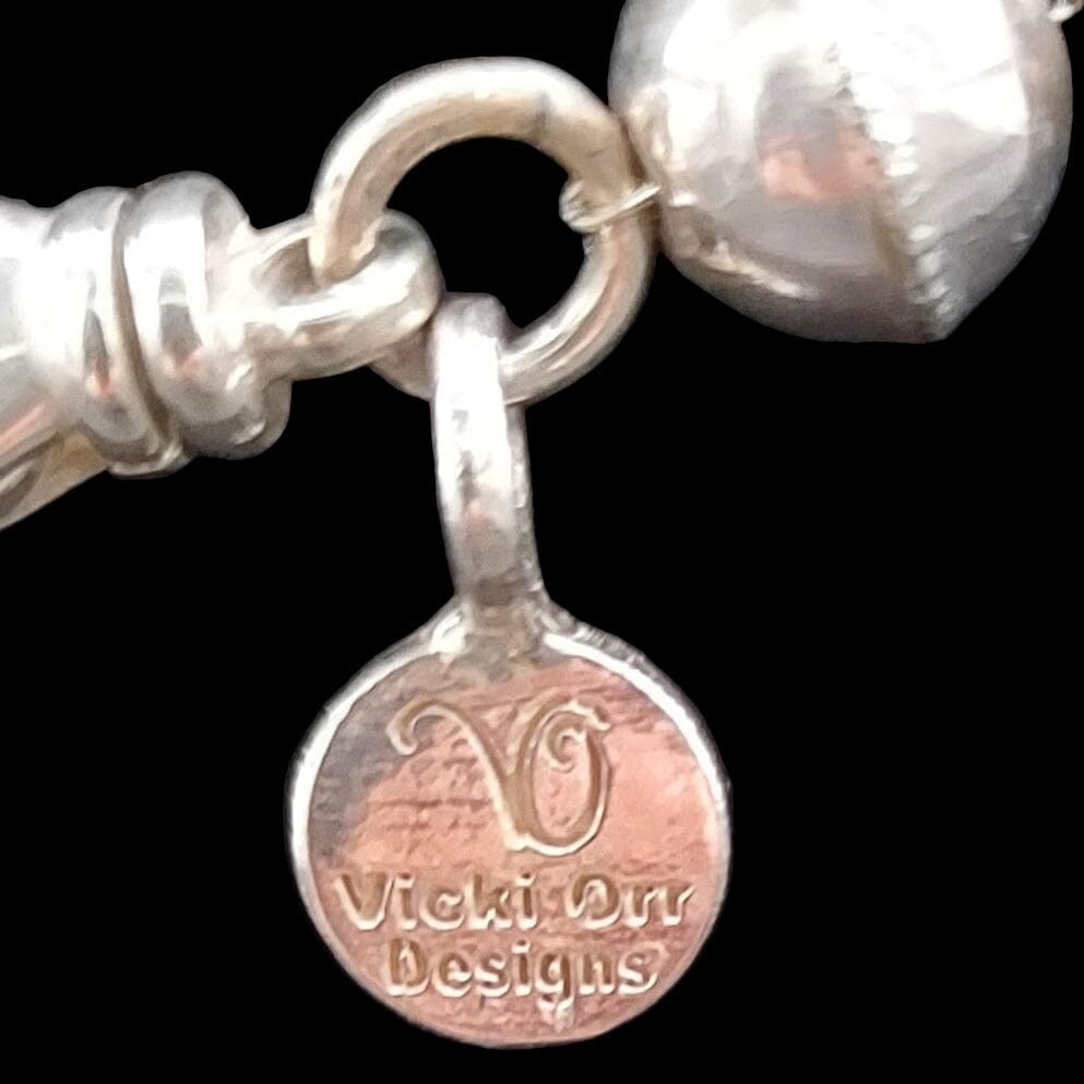 Necklace, Kingman Turquoise Cross and Stamped Sterling Silver Beads - NVO13