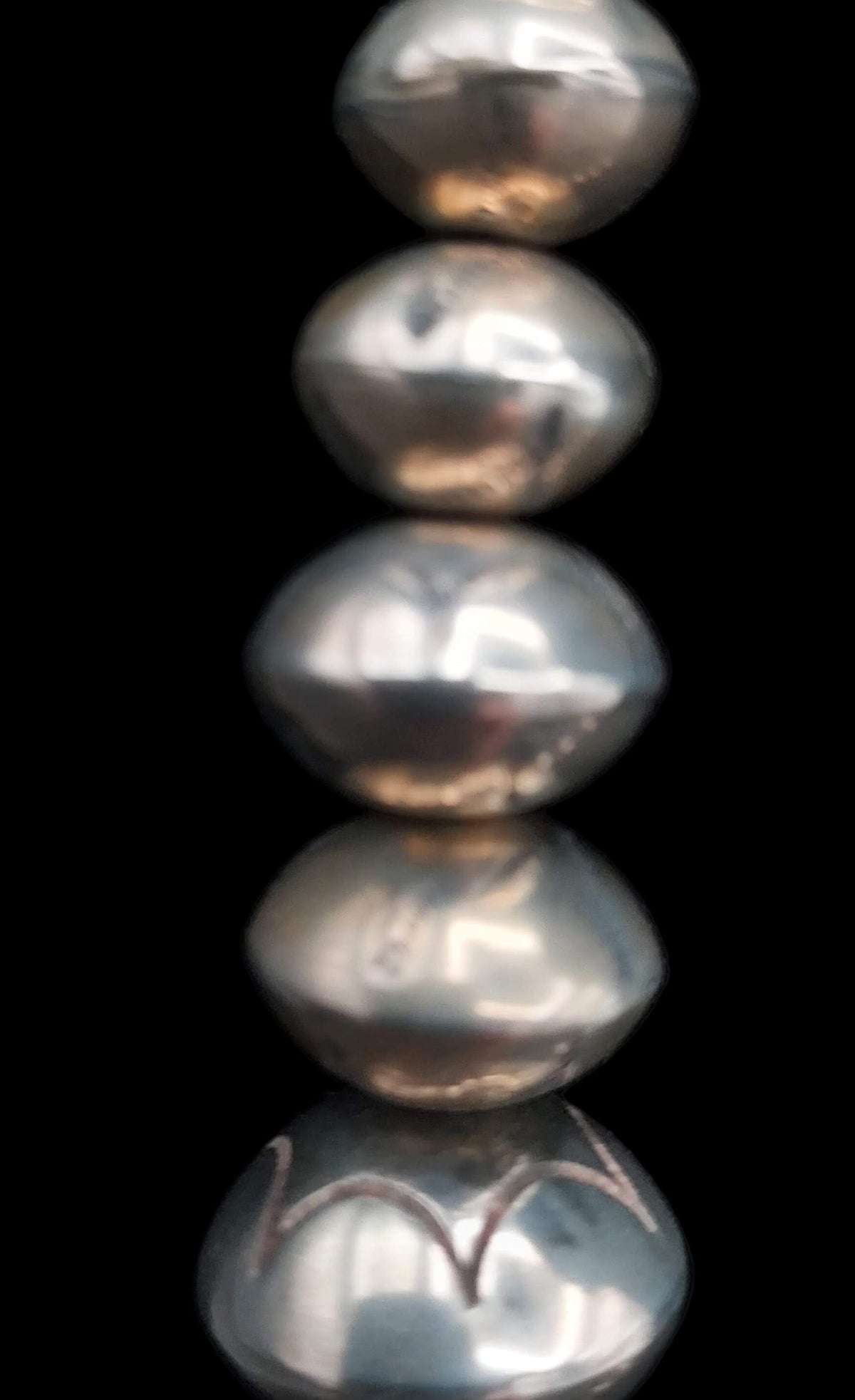 Necklace, Kingman Turquoise Cross and Stamped Sterling Silver Beads - NVO13