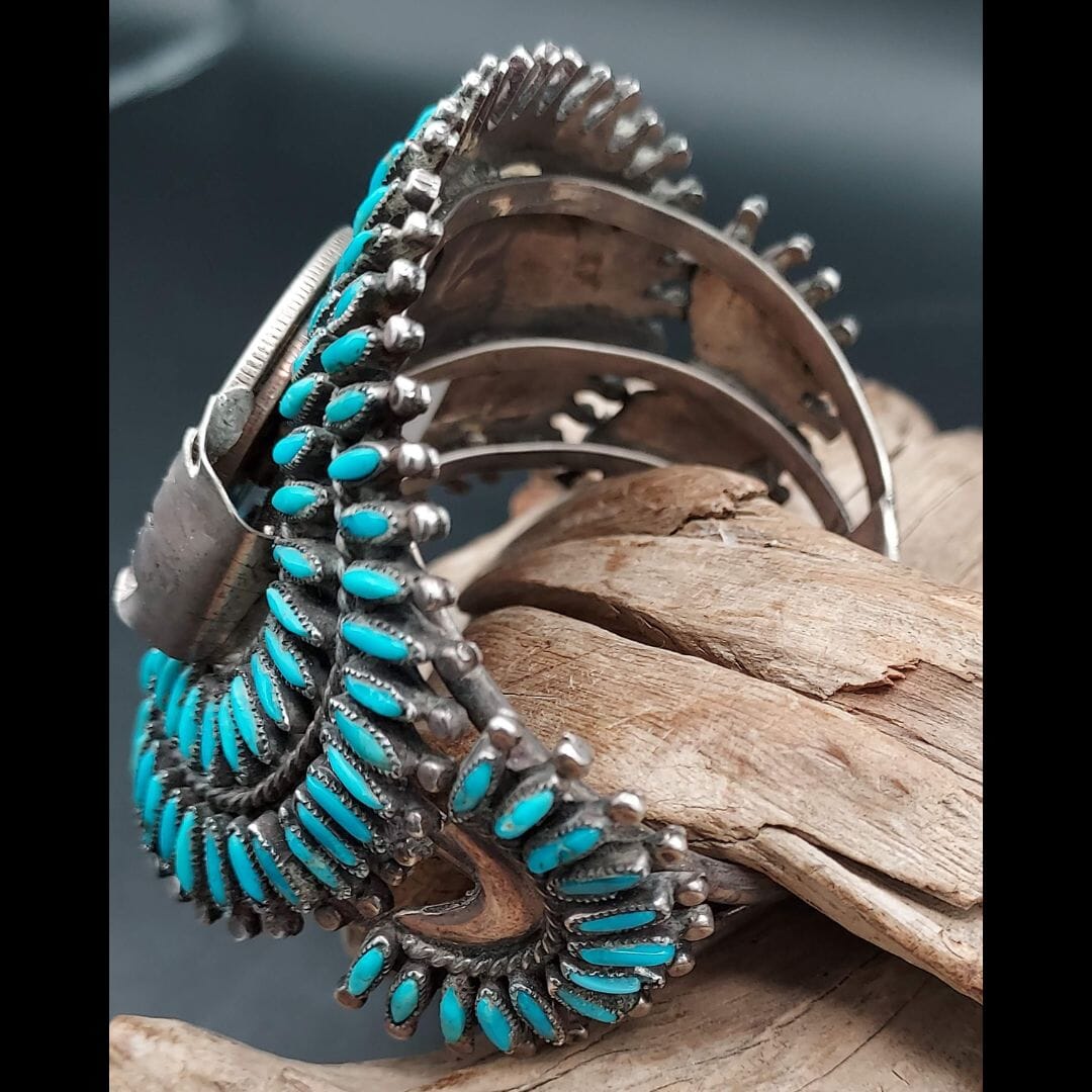 Needlepoint Turquoise Cuff with 1942 Walking Liberty Half Dollar – S.M. Bahe - CVO12