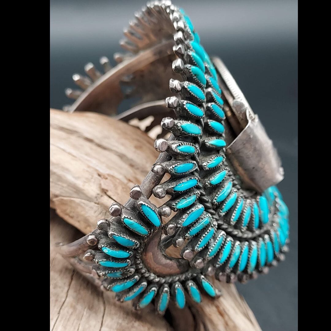 Needlepoint Turquoise Cuff with 1942 Walking Liberty Half Dollar – S.M. Bahe - CVO12