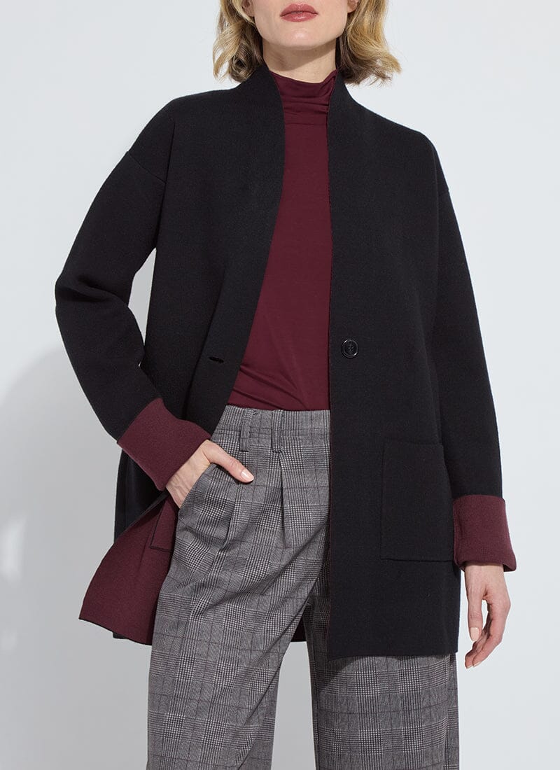 Nicolette Knit Cardigan - Black/Dk Plum - LY3714