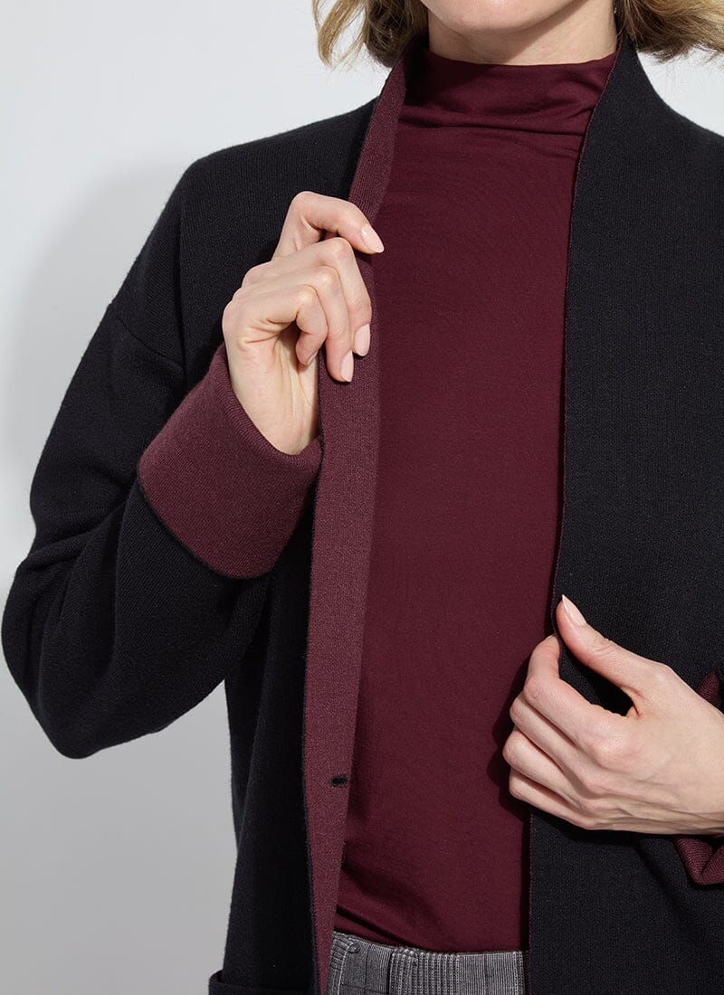 Nicolette Knit Cardigan - Black/Dk Plum - LY3714