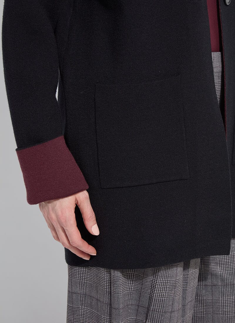 Nicolette Knit Cardigan - Black/Dk Plum - LY3714